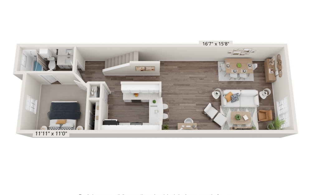 C3A - 3 bedroom floorplan layout with 3 baths and 1735 square feet. (Floor 2)